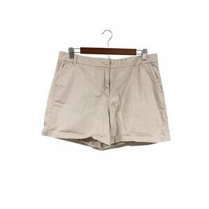 Crown & Ivy Caroline Khaki Shorts Women 12 Flat Front Stretch Preppy Coastal 36W